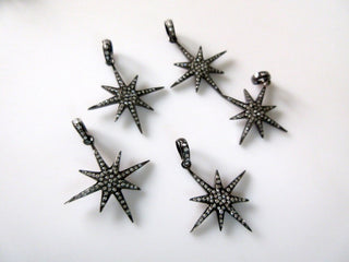 1 pc Sparkling Star Sterling Silver Connector Charm Pendant, Cubic Zirconia Pave Diamond Pendant, CZ Shooting Star Pendant (Pd54)