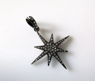 1 pc Sparkling Star Sterling Silver Connector Charm Pendant, Cubic Zirconia Pave Diamond Pendant, CZ Shooting Star Pendant (Pd54)