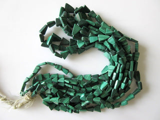 Malachite Fancy Triangle Bead Necklace, Natural Malachite Beads, 8.5mm To 10.5mm Beads, 16 Inch Strand, Sold As 1 Strand/5 Strand, SKU-2588