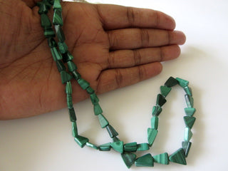 Malachite Fancy Triangle Bead Necklace, Natural Malachite Beads, 8.5mm To 10.5mm Beads, 16 Inch Strand, Sold As 1 Strand/5 Strand, SKU-2588