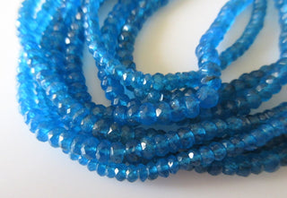 Blue Apatite Faceted Rondelles Beads, 5mm Natural AAA Apatite Beads, Sold As 6.5 Inch Half Strand/13.5 Inch Strand/5 Strands, SKU-2638