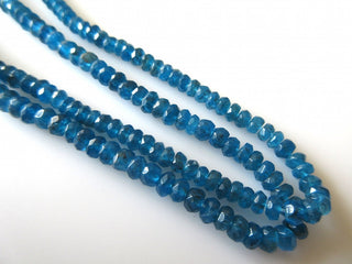Natural Blue Apatite Rondelle Beads 4.5mm Faceted Rondelles Apatite Beads 15 Inch Strand SKU-2643 - Rondelles Ovals &