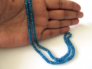 Natural Blue Apatite Rondelle Beads 4.5mm Faceted Rondelles Apatite Beads 15 Inch Strand SKU-2643 - Rondelles Ovals &