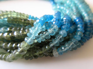 Natural Blue Apatite Green Rondelle Beads, 4.5mm Faceted Rondelles, Multi Color Apatite Beads, 13.5 Inch Strand, Sold 5/50 Strands, SKU-2643