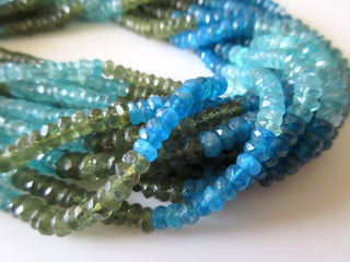 Natural Green Apatite Blue Apatite Rondelle Bead, 5.5mm Faceted Rondelle Beads, Multi Color Apatite Beads, 13.5 Inch Strand, SKU-2659