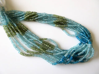 5 Strands Wholesale Natural Blue Apatite Green Apatite Rondelle Bead, 3mm Faceted Rondelle Beads, 13.5 Inch Strand, SKU-2654