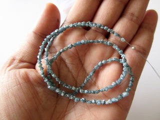 2mm To 4mm Blue Raw Rough Diamond Tumble Beads Loose, Conflict Free Earth Mined Diamond Beads, Sold As 8 Inch/16 Inch Strand, DDS773/14