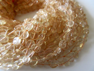 10 Strands Wholesale Citrine Flat Coin Beads, 5mm Citrine Beads, Citrine Round Beads, 13.5 Inches Each, SKU-2690