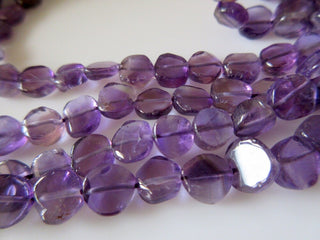 5 Strands Wholesale Amethyst 9mm Flat Coin Beads, Natural Amethyst Beads, 13.5 Inches Each Strand, SKU-2724