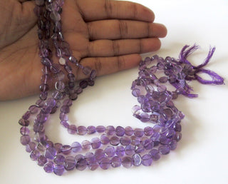 5 Strands Wholesale Amethyst 9mm Flat Coin Beads, Natural Amethyst Beads, 13.5 Inches Each Strand, SKU-2724