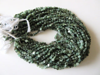 5 Strands Natural Emerald Flat Coin Beads, Wholesale Emerald Beads, 5mm Coin Beads, 13.5 Inch Strand, SKU-2802/1