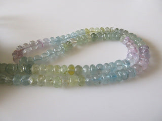 Natural Aquamarine Pink/Blue/Yellow Smooth Rondelle Beads  6-7 mm approx. Morganite Beads, Sold As 8 Inch/16 Inch Strand, SKU-2869