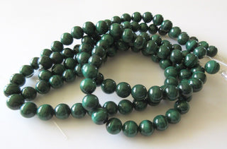 9mm Malachite Round Beads, Natural Malachite Beads, Wholesale Malachite Gemstones, Sold As 7.5 Inch Strand/15 Inch Strand, SKU-2973/1