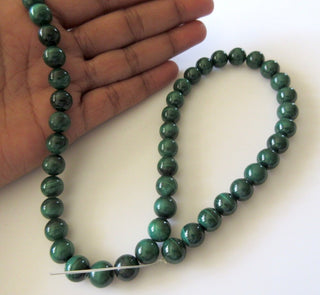 9mm Malachite Round Beads, Natural Malachite Beads, Wholesale Malachite Gemstones, Sold As 7.5 Inch Strand/15 Inch Strand, SKU-2973/1