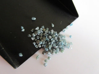 12 Pieces 3mm To 2mm Drilled Blue Natural Raw Diamond Chips Beads, Raw Rough Uncut Diamond For Jewelry