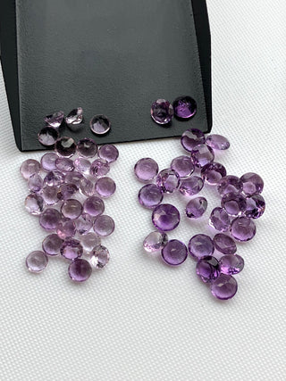 6 Pieces 6mm/7mm Natural Amethyst Round Shaped Faceted Loose Cut Gemstones Round Brilliant Cut Amethyst, BB409