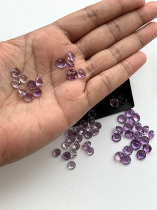 6 Pieces 6mm/7mm Natural Amethyst Round Shaped Faceted Loose Cut Gemstones Round Brilliant Cut Amethyst, BB409